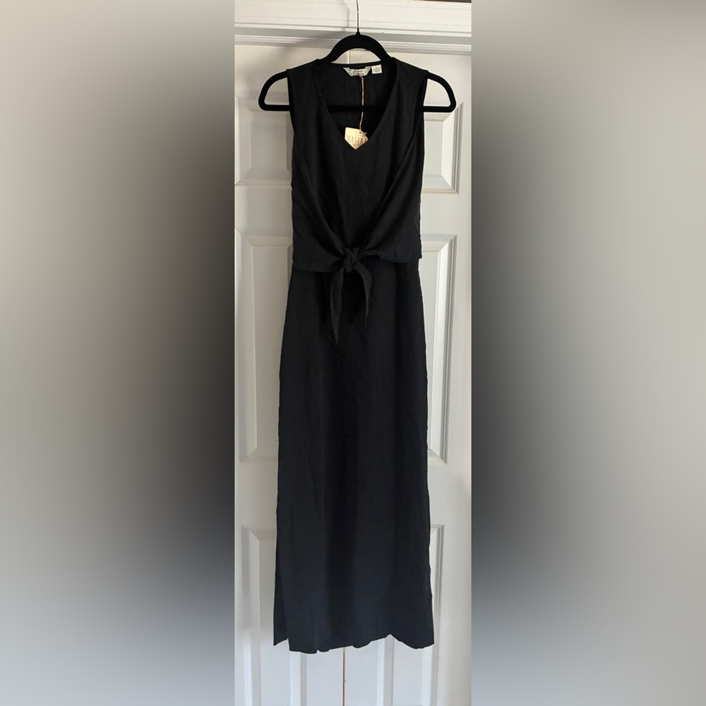 NWT Tommy Bahama Black Sleeveless Tie-Front 100% Silk Maxi Dress size 8